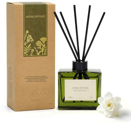 GAGINGOOLD Reed Diffuser, 4 oz Jasmine Lily Scent Diffuser with 7 Sticks, 90 Days Long Lasting Reed diffusers for Home, Elegant Fragrance for Bathroom Bedroom Office Decor, Air Fresh