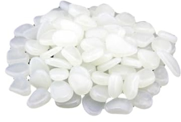 JOINPAYA 100 pièces Galets Phosphorescents Blancs Résine Lot de Pierres Décoratives Lumineuses pour Aquarium Jardin et Bordure Extérieure Non Toxiques et Durables Ornement Décoratif