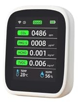 Detector de Gas, Medidor de CO2 Digital con WiFi Tuya, medidor Temperatura y Humedad, Detector dióxido Carbono, TVOC, HCHO, PM2.5, PM1.0 PM10, Monitor Calidad del Aire para el Trabajo, el hogar