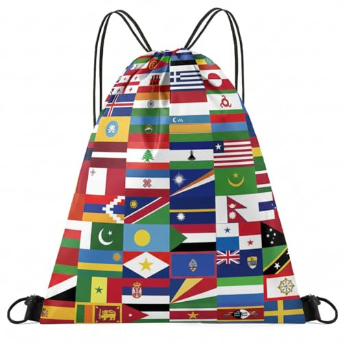 YUNLIJIA World Cup Football 2026 Drawstring Bags Football Gifts for Boys Gifts Funny for Her Him World Merchandise Drawstring Gym Bag Flags Pattern Portable National Ideal for Match Days 34x40cm