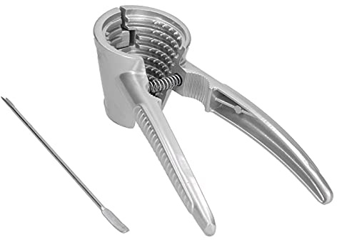 KIMISS Cascanueces de Nogal de Aleación de Aluminio con Aguja - Abridor de Clamp/Holder Resistente para Nueces, Nueces Pecanas y de Macadamia - Herramienta de Cocina Fácil de Usar (SILVER)