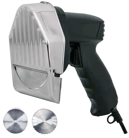 Cortadora de Kebab Eléctrica de 80 W, Máquina Cortadora de Shawarma Doner de Mano con 2 Cuchillas Estándar, Admite Espesor de 0-8 Mm, Cuchilla Extraíble de 100 Mm, Cortadora de Kebab Para el Hogar