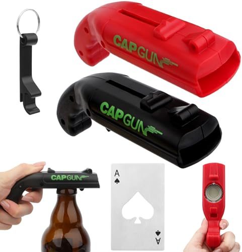 2 stycken kapsylöppnare pistol, roliga skott flasköppnare | Kronkork-pistol för hem, bar, fest, födelsedag & jul, ölpresenter för män, firande keps öppnare