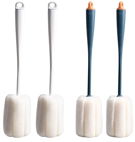 4 PCS Washing Up Sponge with Handle, Bottle Cleaner Brush with Long Handle, Sponge Stick for Efficient Cleaning