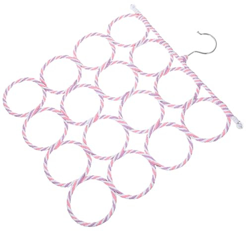 OUNONA Percha para Bufandas y Cinturones Plegable 16 Anillos, Soporte Multifuncional de Papel Trenzado E Hierro, para Mantener Accesorios Ordenados en Armarios Domésticos Color Aleatorio
