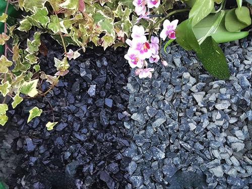 Gravier Gravillons Pierre Ardoise Dissuader les mauvaises herbes Jardin Patio Allée Plante Dessus – Basalte Noir (10–20 mm), 5KG