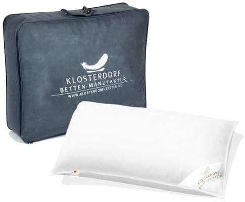 Klosterdorf Bettenmanufaktur Premium Kopfkissen - ''natürlich Deluxe'' - 40x60 cm - 375 Gramm - Handarbeit aus Deutschland - Für einen gesunden Schlaf