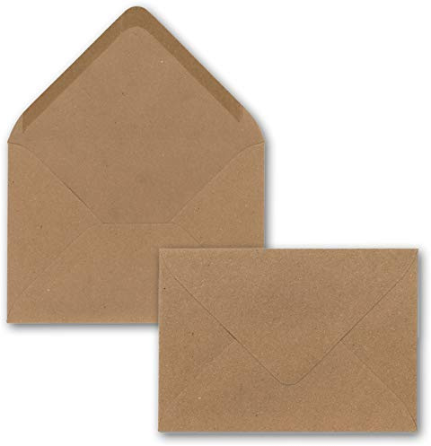 50 x Kraftpapier Umschläge DIN C5 Braun - 22,5 x 15,7 cm ohne Fenster 120 g/m² - Vintage Briefumschläge mit Nassklebung Spitzklappe