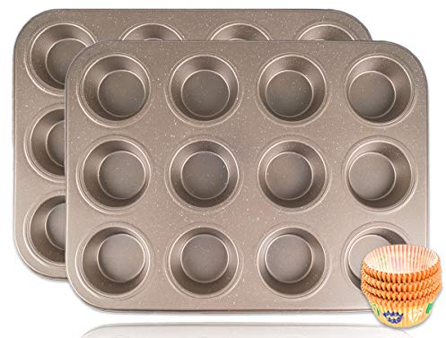 mixed24 2x 12er Gold Backblech Backform Muffinform für insgesamt 24 Muffins