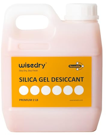 wisedry Silica Gel Desiccant Beads Bulk Reusable with Color Indicating Orange to Green - 0,9kg (2LBS), Bead Size 2-4 mm, Rechargeable
