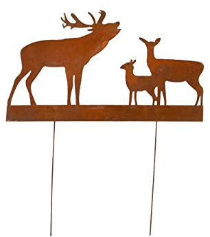 RM E-Commerce, spina da giardino a forma di famiglia di cervi, spina in metallo in acciaio inox, decorazione da giardino effetto ruggine resistente alle intemperie