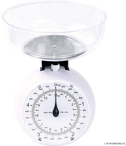 5Kg Retro Kitchen Scale - Weighing, Cooking, Baking | Food Weight, Round Vintage Compact Traditional | Analogue Mechanical, Food Ingredients, Measurement
