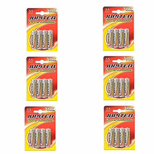 6 Packs di 4 batterie super alcaline AA LR6 Jupiter 1,5 V (24 pezzi)