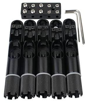 Guyker 5 Pieces Single String Fan Bass Bridge - Headless Fixed Fanned Bridges for Electric Bass Black