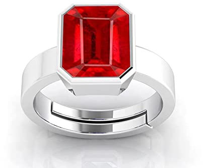 AKSHITA GEMS Zertifizierter unbeheizter unbehandelter Ring 16,00 Karat A+ Qualität natürlicher Burma Rubin Manik Edelstein versilberter Ring für Damen und Herren, Metall, Rubin, Metall, Rubin