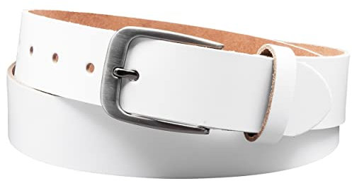 Vascavi Ledergürtel, 3,5 cm breit, Echtes Leder, Unisex Gürtel für Damen und Herren, MADE IN GERMANY, AM434-SL-Weiss-95