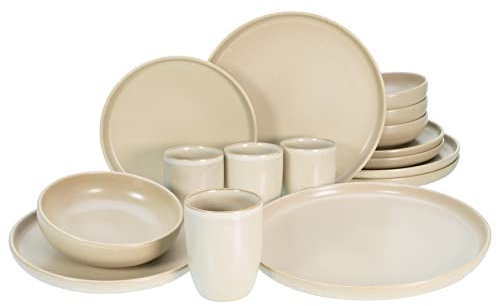 Creatable, 33075 Serie Uno Sand, servizio combinato 16 pezzi, gres porcellanato