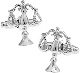 Whoiy Manschettenknöpfe Herren Silber Gravur, Manschettenknöpfe Edelstahl Vergoldet Silber Waage für Männer Kostenlose Gravur mit Geschenkbox