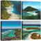Sungeek 4 Pièces Impression sur Toile 30x30cm Cadre Moderne Image sur Toile pour Chambre Bain Salon Cuisine Peinture Tableau pour Art Déco Murale (Vue Sur la Mer)