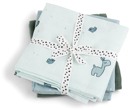 Done by Deer Mullwindeln 3-er Pack GOTS Lalee Blau - 70 x 70 cm - GOTS® Zertifiziert Stoffwindelset, 100% Bio-Baumwolle