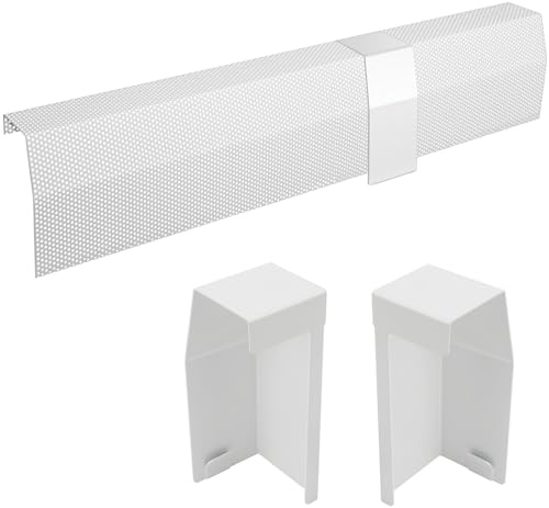 SDSNTE 5ft Steel Easy Slip-On Baseboard Heater Cover with End Caps for Bathroom & Hydronic System for Replacing Old Cover, White, 2 Packs: one 2 feet, one 3 feet