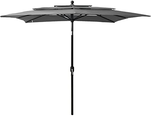 ZEYUAN Sombrilla de 3 Niveles Poste Aluminio Gris Antracita 2,5x2,5 m, Parasoles De Jardin, Sombrilla Piscina, Sombrilla Terraza Exterior, Parasol Playa, Sombrillas para Jardin - 313838