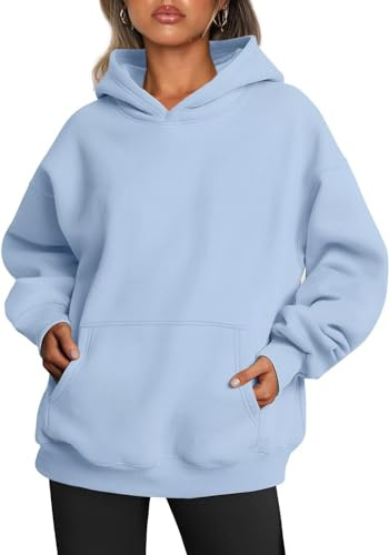 Yunmlep Hoodie Damen Kapuzenpullover Oversize Casual Pullover Sweatshirt Langarm Baumwolle Pulli Herbst Winter Hoody mit Tasche