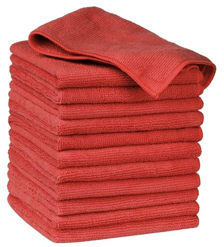 Uxcell Microfiber Absorbent Reusable Cleaning Cloth for Kitchen Window Car | Cloths. For dishes, countertops, windows. Lint-free, scratch-free, quick-drying. Red 30cm x 30cm