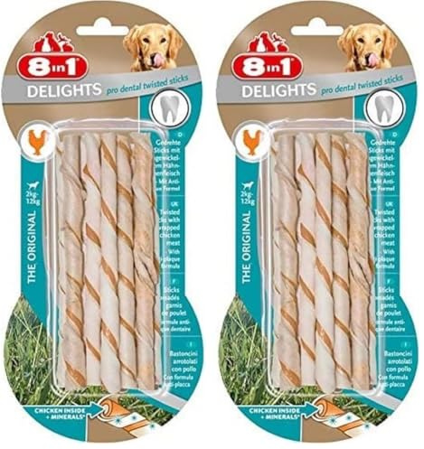 8in1 Pro Dental Twisted Sticks - gesunde Kaustangen für Hunde zur Zahnpflege, 10 Stück (Packung mit 2)