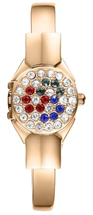 Avaner Uhr Damen Gold Edelstein: Damenuhr mit Manschettenknöpfen Glänzende Armbanduhr Analoges Uhrwerk Offene Uhr für Frauen