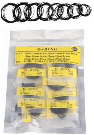 Klockpackning, 950st O-ringar Klockpackning Gummi O-ringar Packningar Brickor O-ringar Gummiklocka Ersättningsdelar(0.5mm)