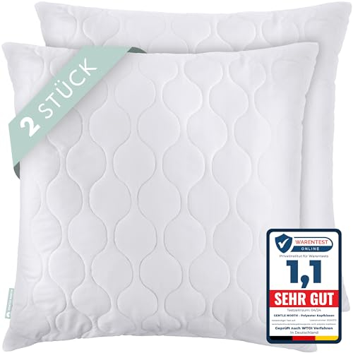 Gentle North Kopfkissen (80x80 cm groß) - Schlafkissen für Bett - Mit Reißverschluss für Füllung - Ökotex - Waschbar bis 60° - Weiß
