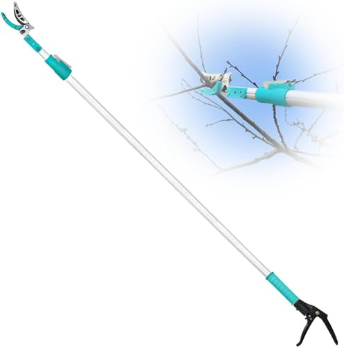CYTBEK Extendable Tree Pruner, Long Handle Tree loppers, Lightweight & Strong Telescopic Pole Pruner with Rotate Head, Smooth Clean Cut, Ideal for Removing High Branches and Fruit Picking