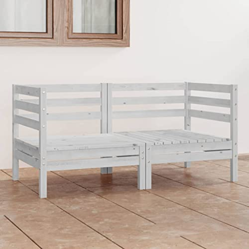 YUHI-HQYD 2-Sitzer-Gartensofa,Entspannungssofa,Lounge-Sofa,Schlafsofas,Rezeption Sofa,Wohnzimmersofa,Sessel,Heimdekoration,Gartenstuhl,für Büro,Wohnzimmer,Arbeitszimmer, Weiß Kiefer Massivholz