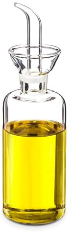 TIENDA EURASIA – Aceitera Cilíndrica | Material Cristal | Aceitera Antigoteo | Transparente | para Mesa de Cocina | Fácil de Limpiar | Aceiteras para Cocina (250 ml)