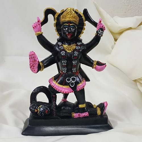 Kali Maa Statue stehend auf Lord Shiva, stehend hoch, 16,5 cm, Murti aus schwarzem Marmor für Zuhause, Tempelaltar-Dekoration, Hindu-Göttin Mahakali Idol
