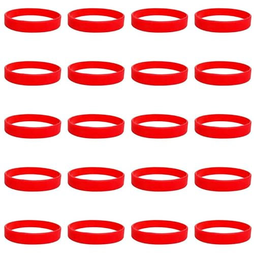 Vokenforu 20Pcs Red Silicone Wristbands,Elastic rubber Bracelets,Silicone Sports Rubber Bracelets for Events