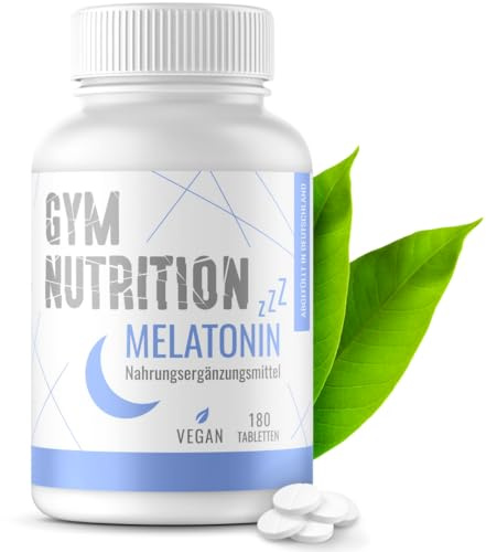 Melatonin - 180 Tabletten - 0,5 mg pro Tagesdosis - Made in Germany - Premium Qualität Vegan für 360 Nächte und eine Menge Schlaf