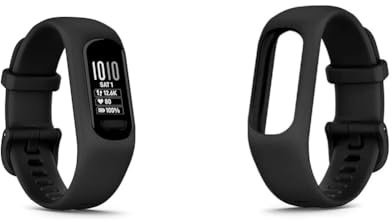 Garmin vivosmart 5, Large Replacement Band, Black vivosmart 5 Smart Health and Fitness Activity Tracker with Touchscreen, Black, Large
