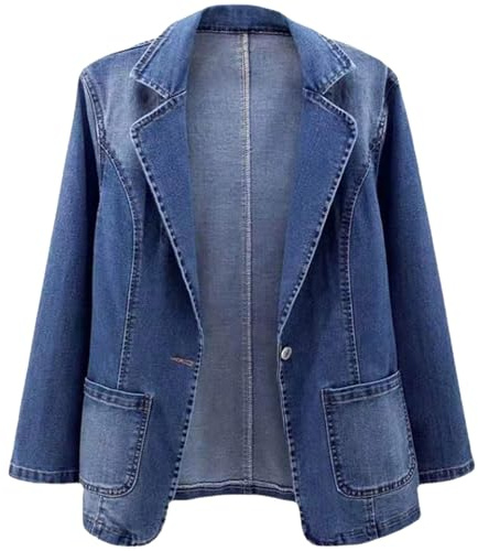 MJGkhiy Giacca Di Jeans Donna Corta Leggera Giubbotto Denim Tinta Unita Casual Curvy Con Bottoni Jacket Outwear Giubbino Jeans Con Tasche Autunno Primavera
