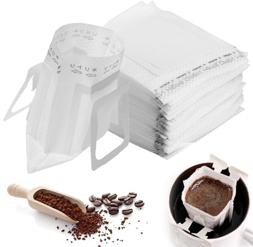 200 st. kaffefilter camping, bärbar droppe kaffeväska väska med hängande öron, droppa kaffeväska filterpåsar kaffefilter, kaffepappersfilter för resor, camping, hem, kontor