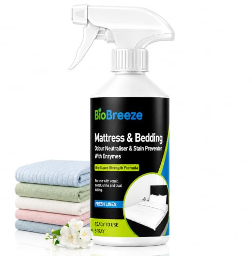 BioBreeze Mattress Odouriser Spray, 500ml - Incontinence & Bedwetting, Stain Preventer, Strong Odour Neutraliser, Mattress Freshener & Bedding Odour Spray - Enzyme Products