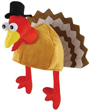HENBRANDT Adult Turkey Christmas Hat Funny Animal Hat Novelty Plush Turkey in Pilgrim Hat Silly Christmas Hats Secret Santa Gift Thanksgiving Costume Accessory for Men and Women