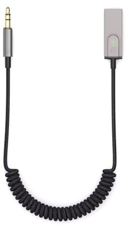 Roxvue Adaptador de Coche Bluetooth 5.1 AUX Cable USB A Conector de 3,5 mm Dongle Transmisor Manos Inalámbrico para Coche Receptor Bluetooth para Coche