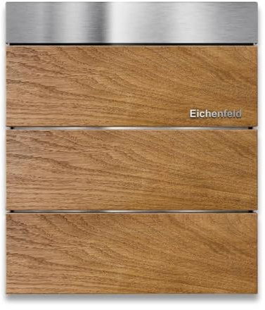 Metzler Briefkasten Masiva Eiche massiv, personalisiert mit Edelstahl V2A Namensschild, rostfreier Design-Wandbriefkasten, Opt. Zeitungsfach, Montage & Zubehör