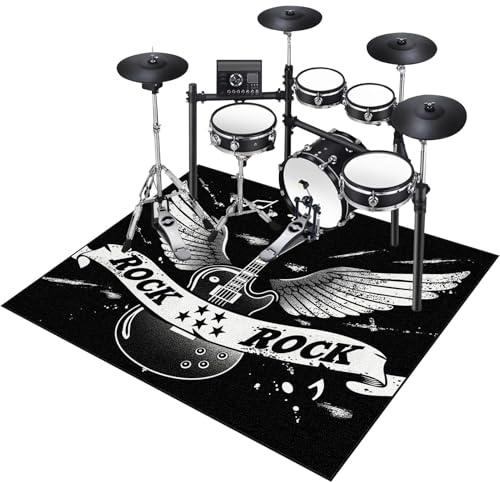 Drumming Drum Rug, Non Slip Soundproof Drum Mat, Floor Protection Record Pad for Splash Cymbal Stands, Indoor & Outdoor Drum Carpets for Drummers, Electronic Drum Set Practice Music Rug 120 x 80 cm