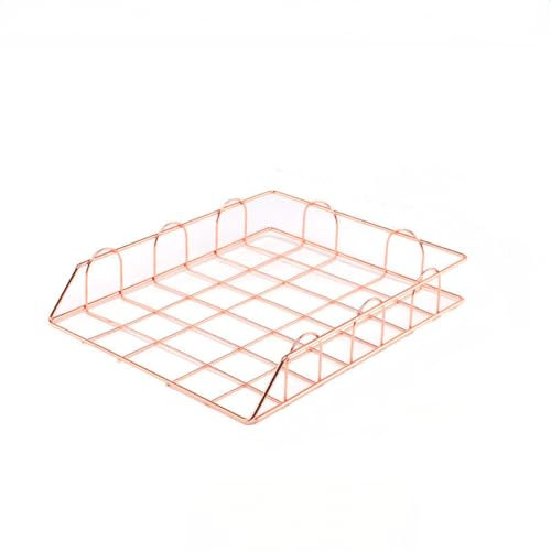 Stapelbare Briefablage, Büro-Schreibtisch, Ordner, Ordner, Papier, Brief-Organizer, Zeitschriften, Metall, Aufbewahrung, Organizer, Schreibtisch-Dokumentenhalter, Tabletts (Rosa)
