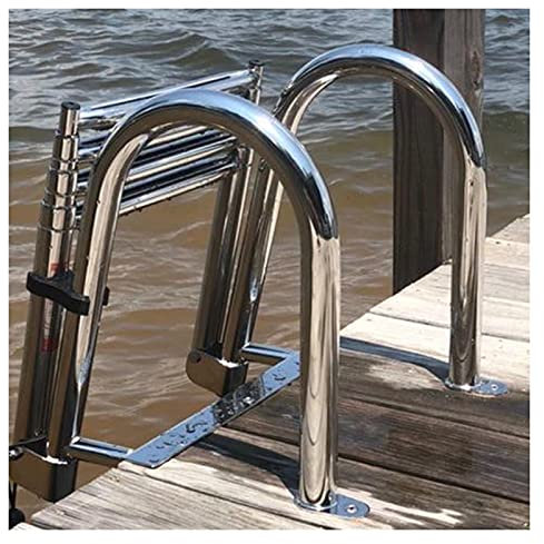 Scala telescopica a 4 gradini per piscina e barca, pieghevole, antimacchia, con ampi gradini, ingresso posteriore, portatile e facile da riporre, ideale per attività acquatiche