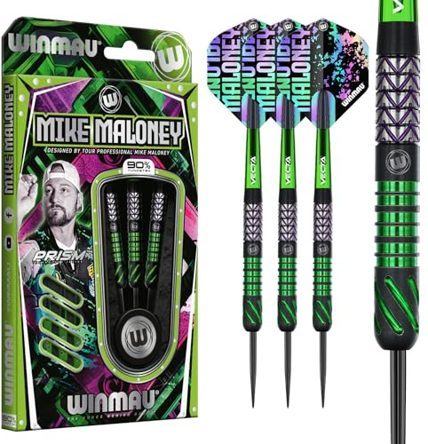 Winmau Professional Player - Mike Maloney Series 22g - 90% Tungsten Darts - Metal Tip Darts Set with Dart Flights and Dart Shafts (Stems)