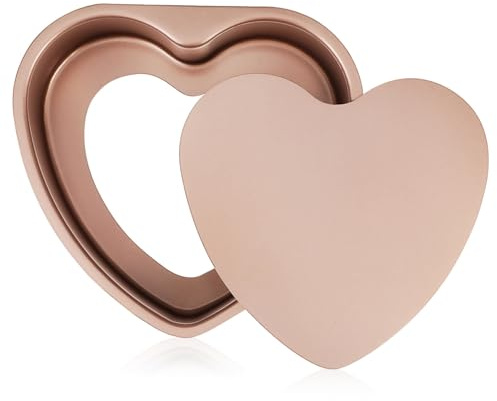 TOYANDONA Stampo per Torta a Forma di Cuore in Acciaio al Carbonio 8 Pollici Fondo Staccabile, Teglia per Torta Antiaderente per Forno, Tortiera per Dolci e Dessert